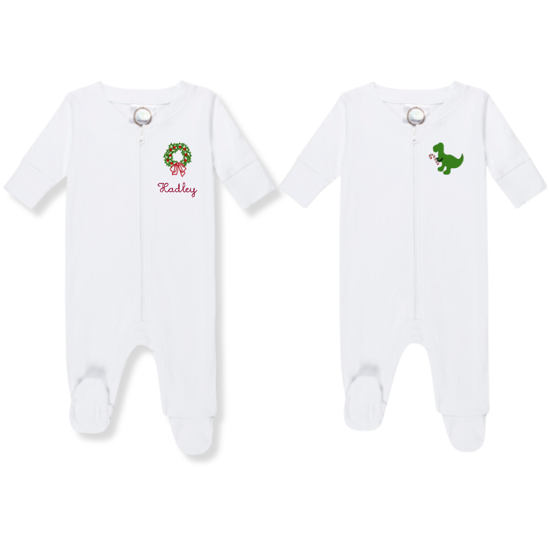 White Zipper Footie