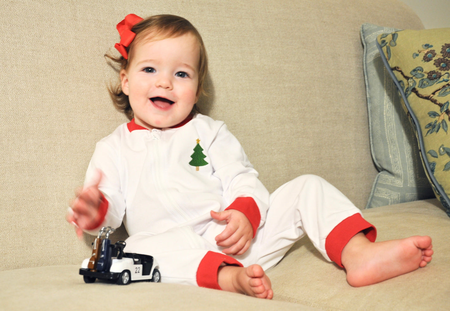 Red Drop Flap Trim Zipper Pajamas