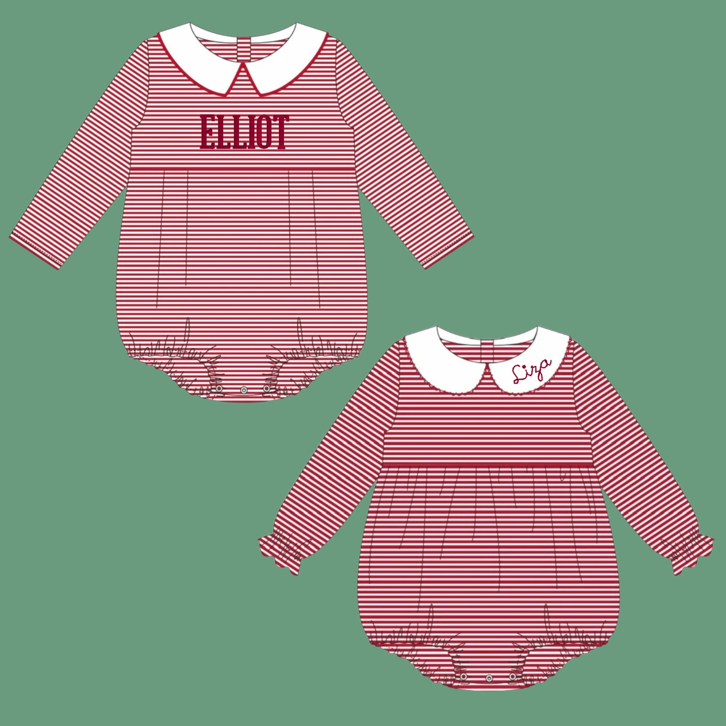 Red Striped Long Sleeve Bubble