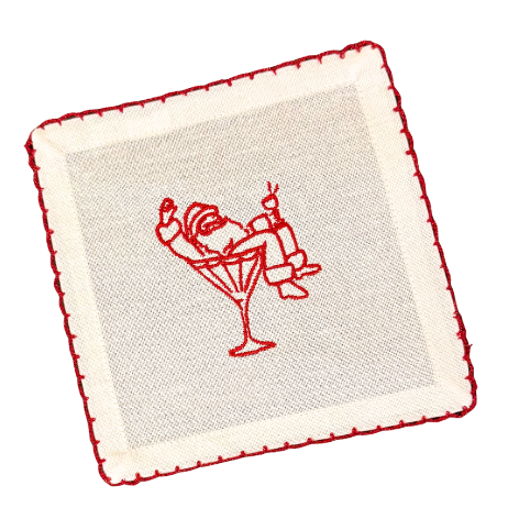 Martini Santa Red Trim Cocktail Napkins