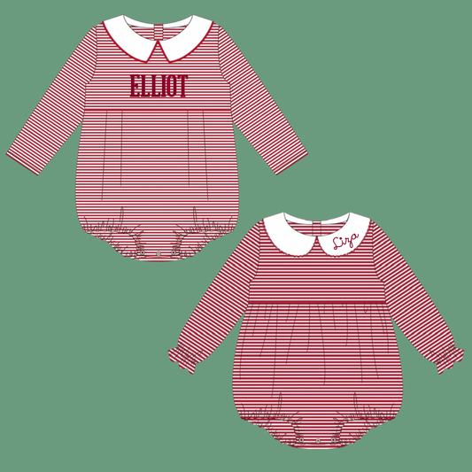 Red Striped Long Sleeve Bubble