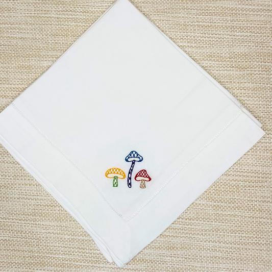 Mushroom Trio Hemstitch Dinner Napkins